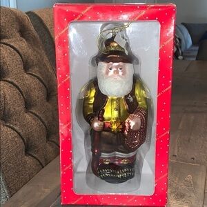 5/$25 Dillard’s Trimmings Large Glass Cowboy Santa Ornament